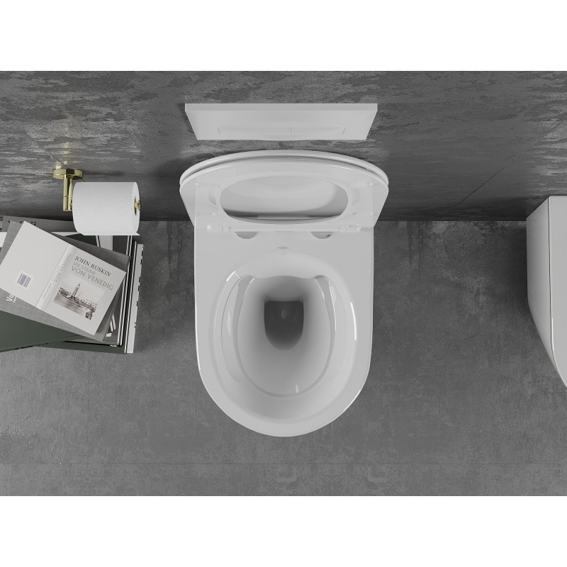 Mexen Lena wc dubuo be Rėmelis su sėdyne su lėtai nusileidžiančiu dangčiu, plonas duroplast, baltas/auksinė linija