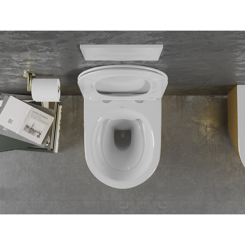 Mexen Lena wc dubuo be ratlankio su lėtai nusileidžiančiu slim dangčiu, duroplastikas, balta/auksinė linijų raštas