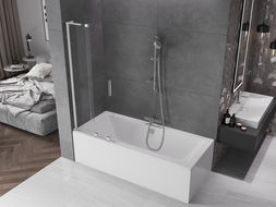 Mexen Velar L vonios ekrano dvivėrės slankiosios durys 70 x 150 cm, skaidrus, chromas - 896-070-003-01-01
