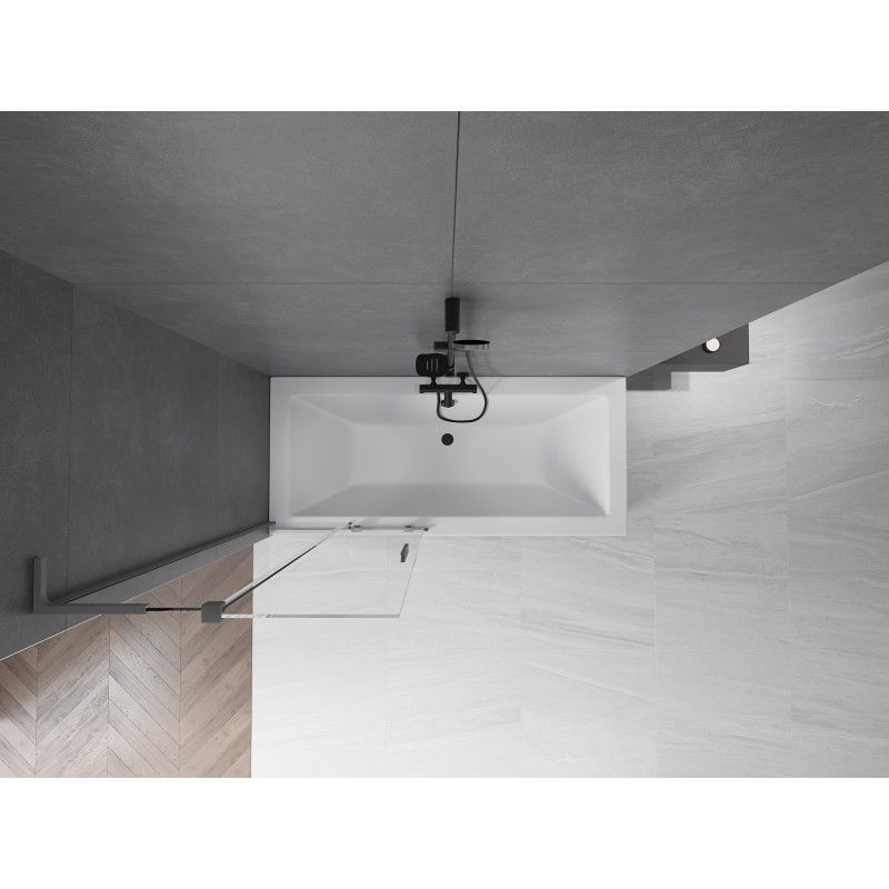 Mexen Velar L dušo ekrano 2 dalių stumdomas ekranas 80 x 150 cm, skaidrus, ginklas metalas - 896-080-003-01-95