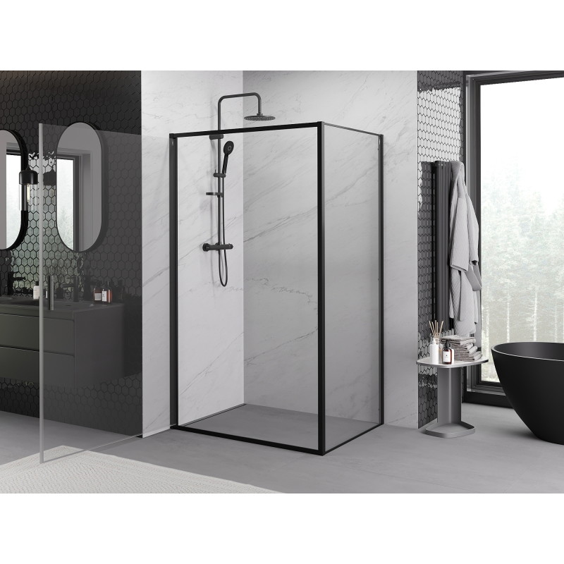 Mexen Exo-B pasukama dušo kabina 100 x 110 cm, permatomas, juoda - 817-100-110-70-00