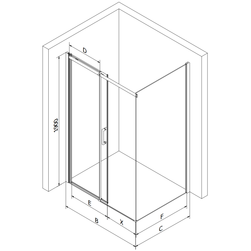 Mexen Omega stumdoma dušo kabina 130 x 100 cm, skaidri, juoda + Flat dušo padėklas, baltas - 825-130-100-70-00-4010B