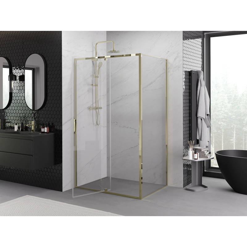 Mexen Exo-R atveriama dušo kabina 140 x 120 cm, permatoma, auksinė - 819-140-120-50-00