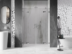 Mexen Lunar Dvigubos dušo durys, atveriamos, 140 cm, permatomos, chromas - 834D-140-000-01-00