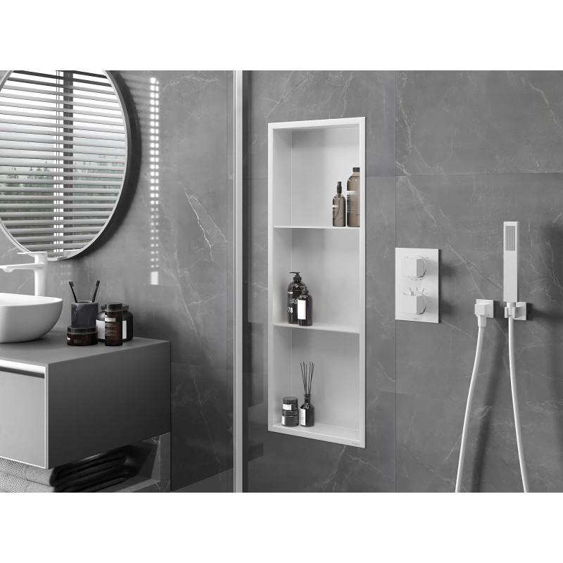 Mexen X-Wall-R nišinė lentynėlė su apykakle ir lentyna 90 x 30 cm, balta - 1920903010S