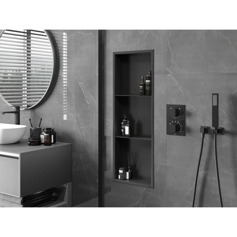 Mexen X-Wall-R nišinė lentyna su apvadu ir lentynėle, 90 x 30 cm, juoda - 1970903010S