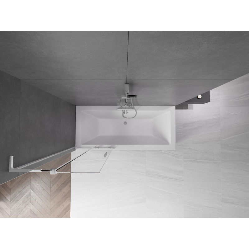 Mexen Velar L vonios užuolaida su dviejų dalių stumdomu mechanizmu 75 x 150 cm, permatomas, chromas - 896-075-003-01-01