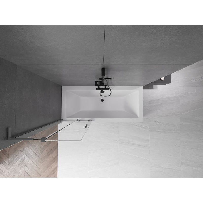 Mexen Velar L Dviejų dalių stumdomos dušo durys 75 x 150 cm, skaidrios, tamsaus metalo - 896-075-003-01-95