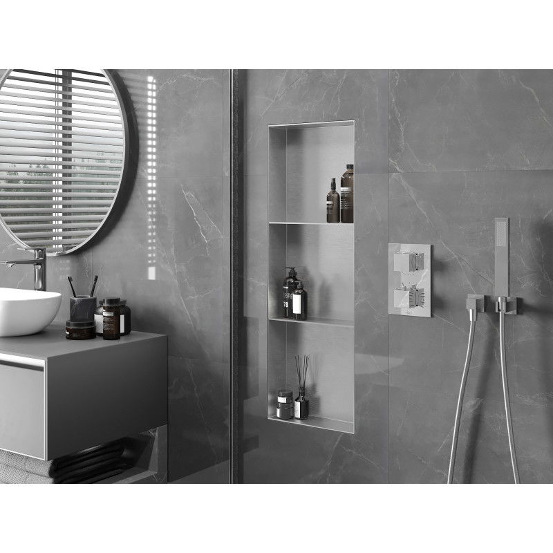 Mexen X-Wall-NR nišinė lentyna be kraštų su lentyna 90 x 30 cm, inox - 1911903010S