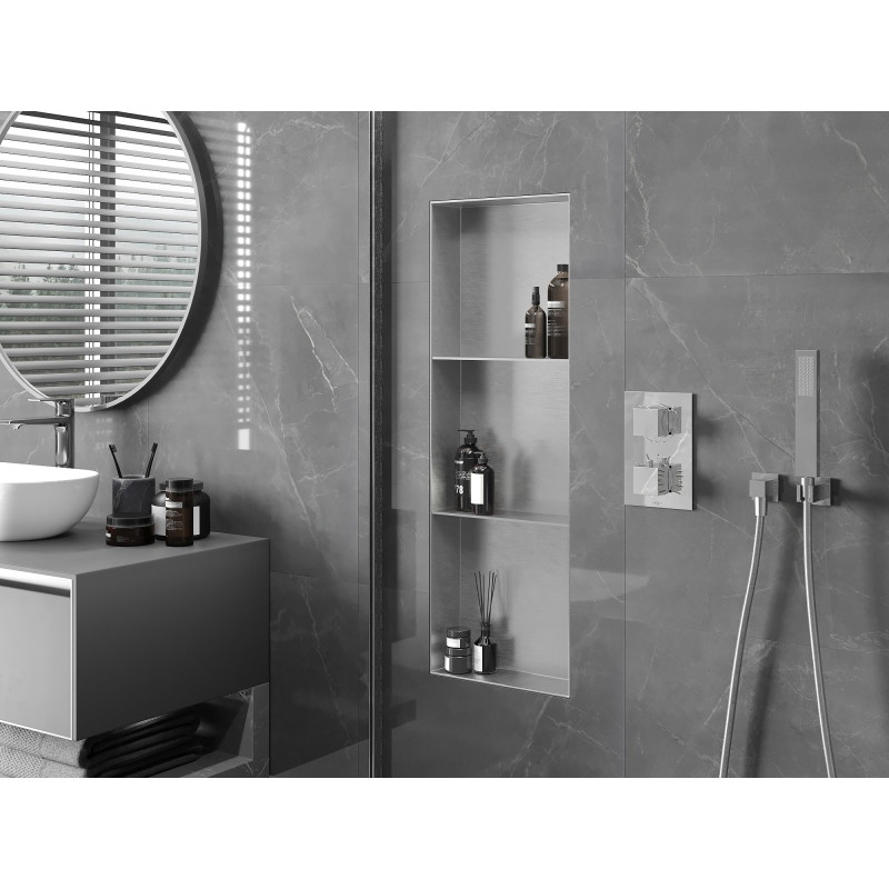 Mexen X-Wall-NR nišos lentyna be apvado su lentyna, 90 x 30 cm, inox - 1911903010S