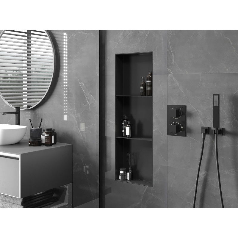 Mexen X-Wall-NR nišinė lentyna be apvado su lentyna 90 x 30 cm, juoda - 1971903010S