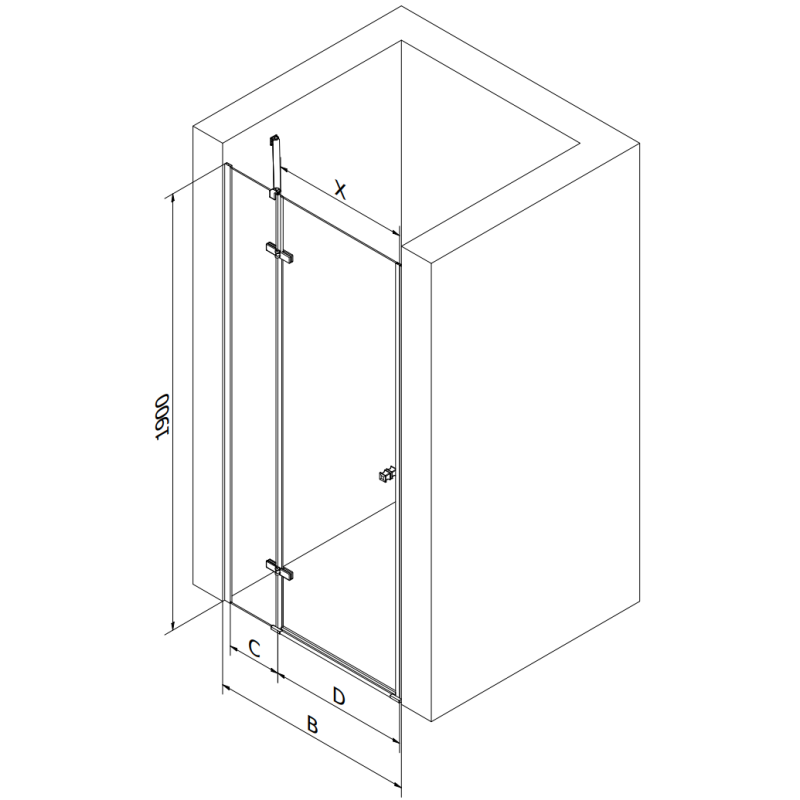 Mexen Roma dušo durys 80 cm, grafitas, chromas - 854-080-000-01-40