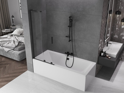 Mexen Velar L vonios uždanga 2 dalių stumdomas 85 x 150 cm, skaidrus, juodas - 896-085-003-01-70