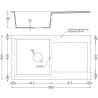 Mexen Leo granitinis virtuvės plautuvės 1 skyrius su nuvarvėjimo zona 900 x 500 mm, baltas, aukso spalvos sifonas - 6501901010-?