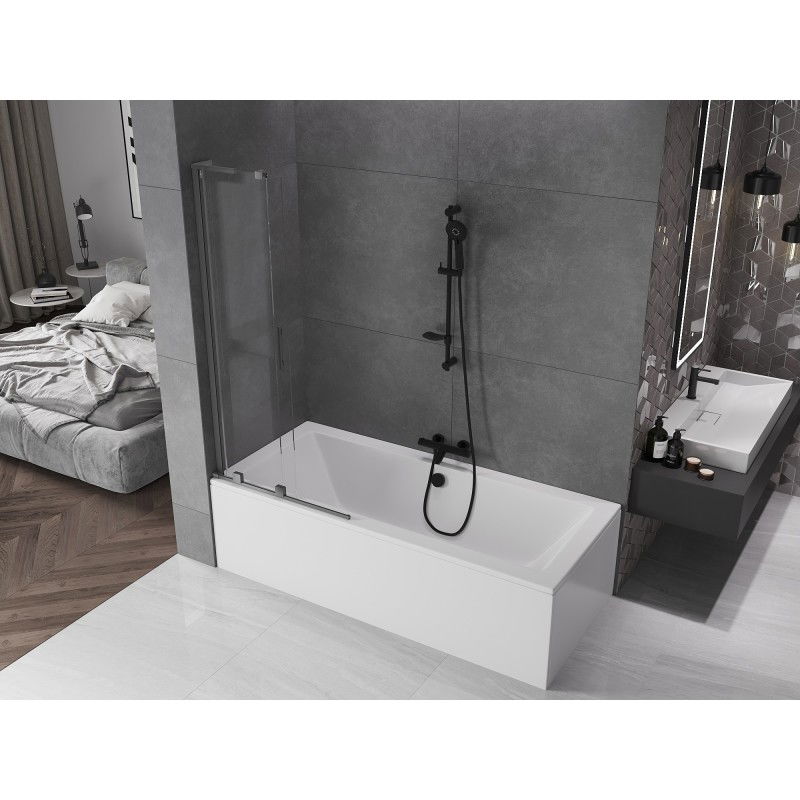 Mexen Velar L 2-jų varčių slankiojama dušo pertvara, 85 x 150 cm, skaidrus, gun metal - 896-085-003-01-95