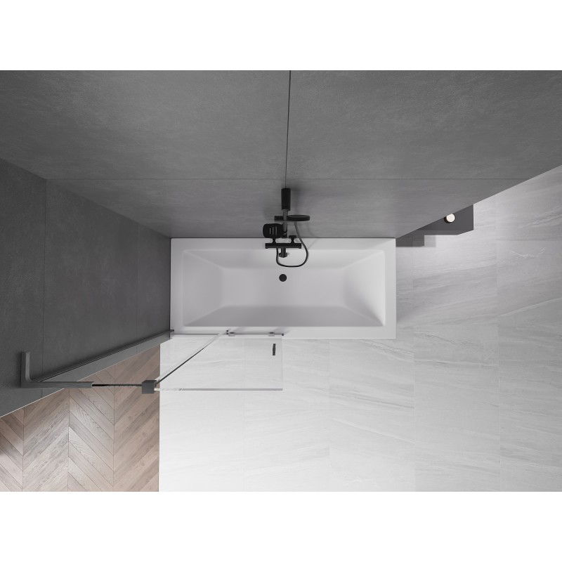 Mexen Velar L dviejų dalių nustumiamas vonios ekranas, 95 x 150 cm, skaidrus, matinė pilka spalva - 896-095-003-01-66