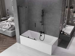 Mexen Velar L vonios kambario ekranas, 2 dalių, stumdomas, 100 x 150 cm, permatomas, juodas - 896-100-003-01-70