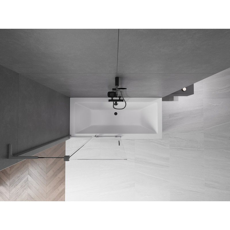 Mexen Velar L 2-jų dalių perstumiamas vonios ekranas, 100 x 150 cm, skaidrus, gun metal - 896-100-003-01-95