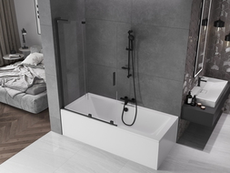 Mexen Velar L voniaus pertvara, 2 dalių, slankiojanti, 110 x 150 cm, permatoma, juoda - 896-110-003-01-70