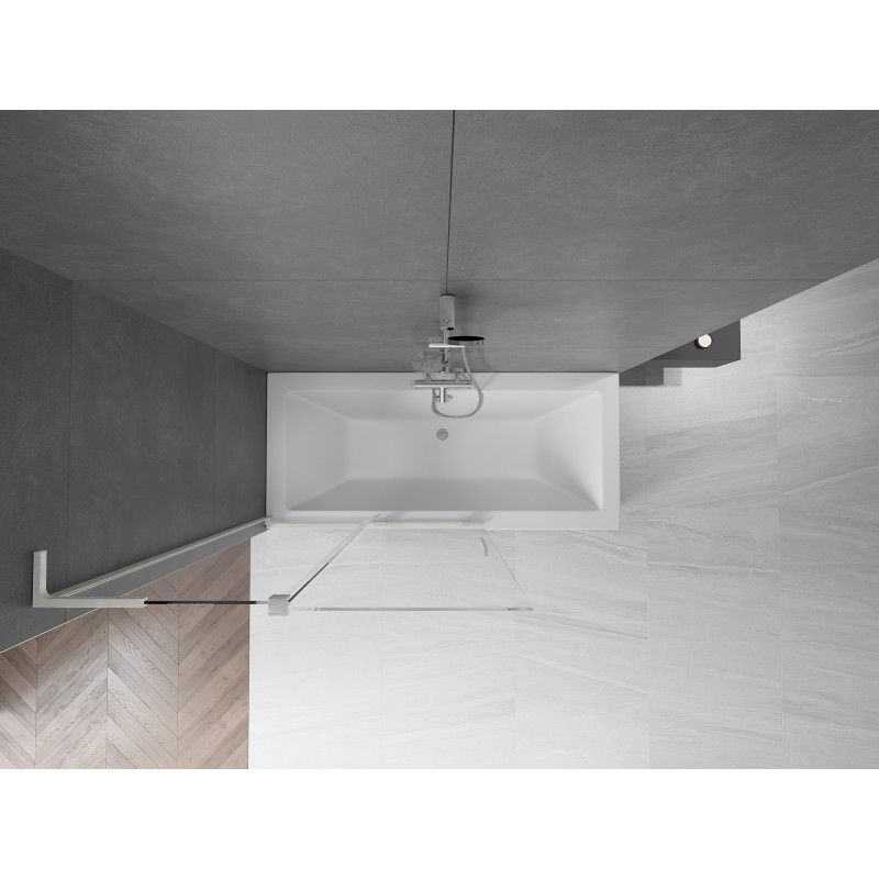 Mexen Velar L 2-dalių slankioji vonios sienelė 110 x 150 cm, skaidri, šlifuotas nikelis - 896-110-003-01-97