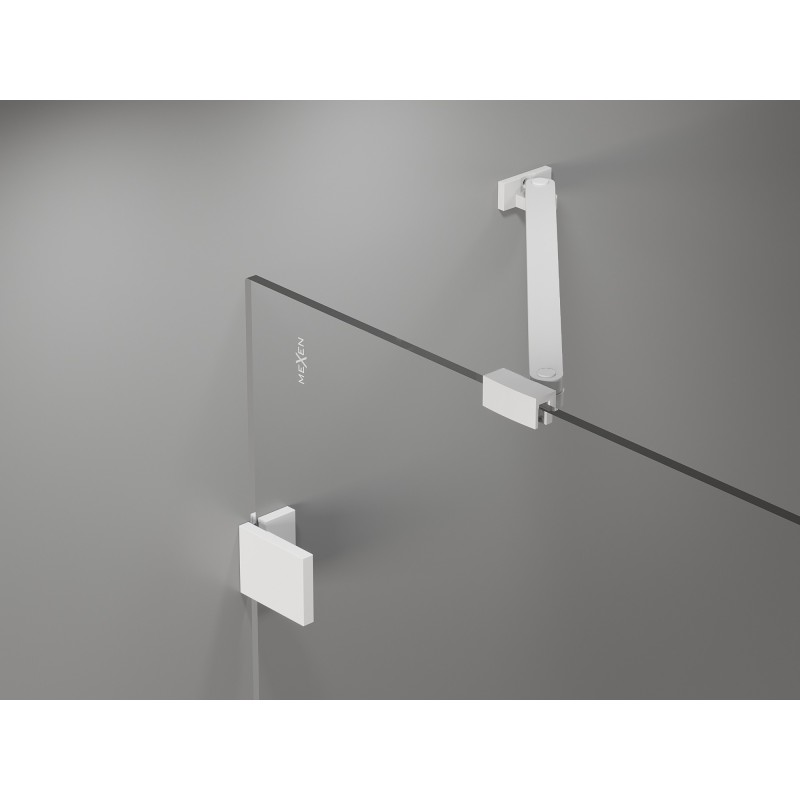 Mexen Lunar Dvejos durys dušui, varstomos, 140 cm, skaidrios, baltos - 834D-140-000-20-00