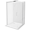 Mexen Omega-3S 3-sieninė slankiojančios dušo kabina 100x100 cm, permatoma, chromuota + Flat padėklas