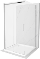 Mexen Omega-3S 3-sieninė slankiojančios dušo kabina 100x100 cm, permatoma, chromuota + Flat padėklas