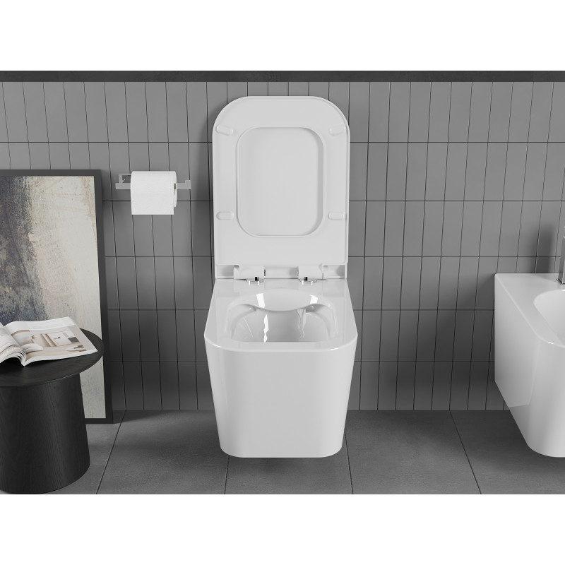 Mexen Teo Rimless WC dubuo su lėtai nusileidžiančia plona dangčiu, duroplastikas, balta blizgi - 30850700