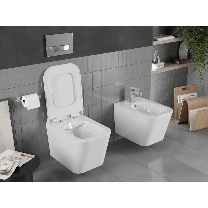 Mexen Teo WC dubuo Rimless su lėtai nusileidžiančiu slim sėdynė, duroplast, baltas blizgus - 30850700