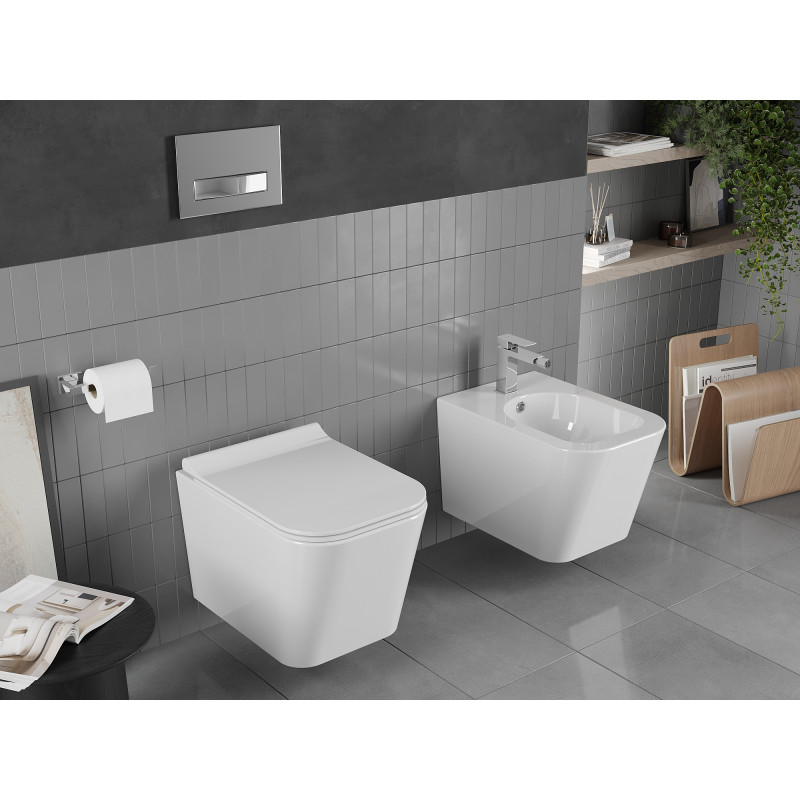 Mexen Teo Rimless WC dubuo su lėtai nusileidžiančia plona dangčiu, duroplastikas, balta blizgi - 30850700