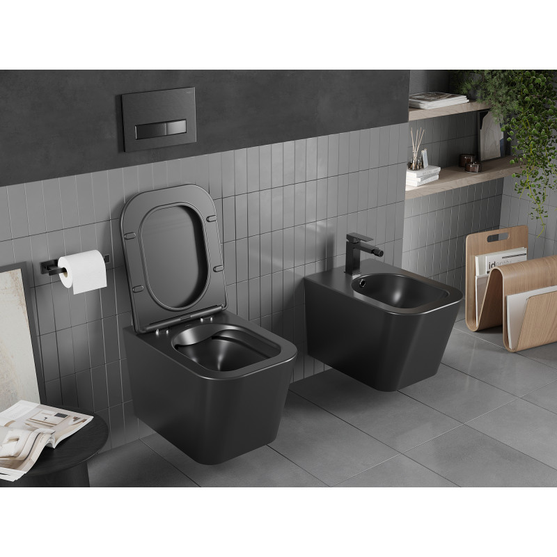 Mexen Teo WC dubuo be ratlankio su lėtai nusileidžiančiu dangčiu slim, duroplastikas, juoda matinė - 30850685