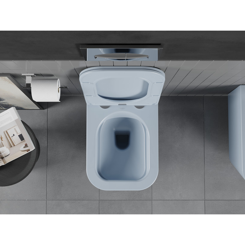 Mexen Teo WC dubenėlis rimless su lėtai nusileidžiančiu slim dangčiu, duroplast, pilkai-mėlynas matinis - 30854069