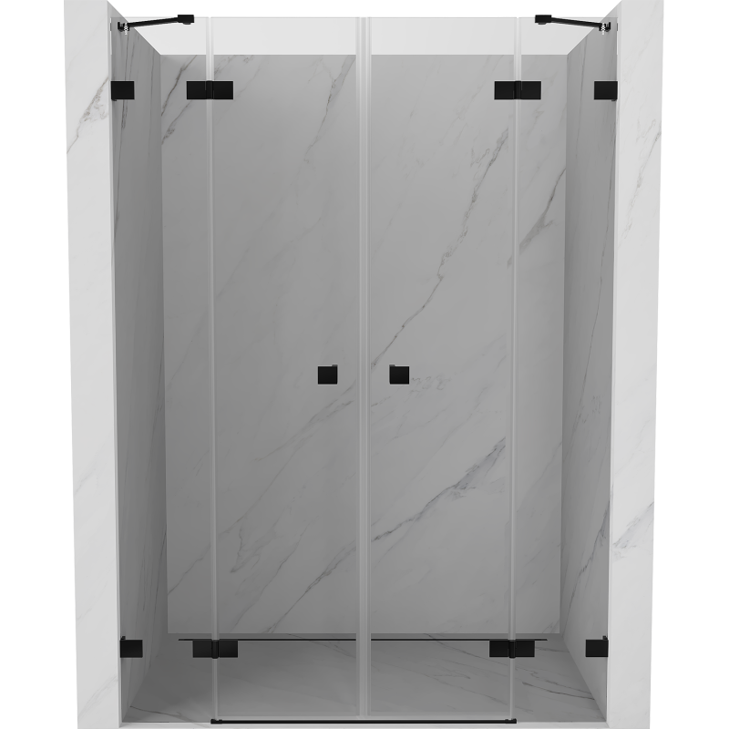 Mexen Lunar Dvigubos dušo durys, 150 cm, skaidrios, juodos - 834D-150-000-70-00