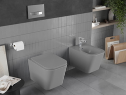 Mexen Teo wc puodas Rimless su lėtai nusileidžiančia slim sėdyne, duroplastas, šviesiai pilkas matinis - 30854061