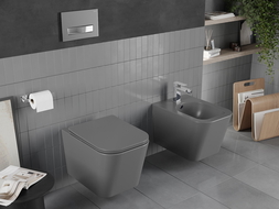 Mexen Teo wc dubuo Rimless su lėtai nusileidžiančiu slim dangčiu, duroplastiniu, tamsiai pilkas matinis - 30854071