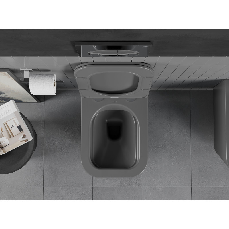 Mexen Teo wc dubuo Rimless su lėtai nusileidžiančiu dangčiu slim, duroplastikas, tamsiai pilka matinė - 30854071