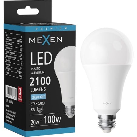 Mexen Nova LED lemputė E27, A70, 20W, Šalta - 6500K, 2100 lm - L100-E27-2065-01