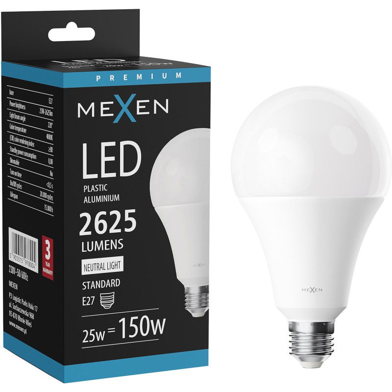 Mexen Nova LED lemputė E27, A95, 25W, Neutrali - 4000K, 2625 lm - L100-E27-2540-01