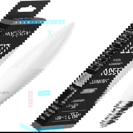 Mexen Nova LED lemputė E14, C37, 10W, Šalta - 6500K, 1055 lm - L102-E14-1065-01