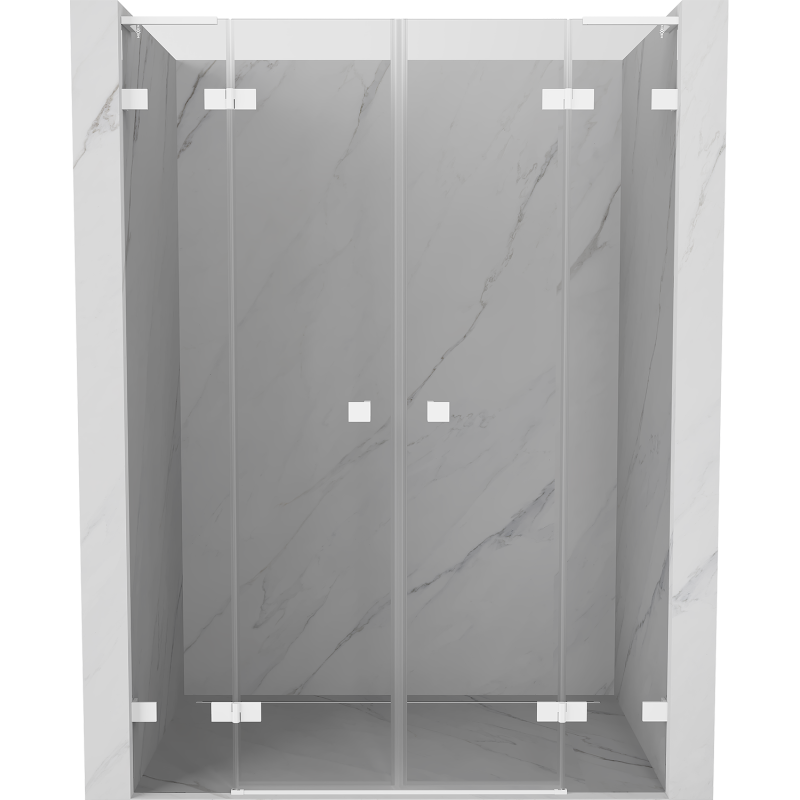 Mexen Lunar L Dvigubos dušo durys atidaromos 150 cm, permatomos, baltos - 834DL-150-000-20-00