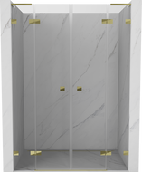 Mexen Lunar L Dvigubos dušo durys, atveriamos, 160 cm, skaidrios, auksinės - 834DL-160-000-50-00