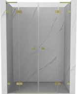 Mexen Lunar L Duo atveriamos dušo durys 140 cm, skaidrios, šlifuotas auksas - 834DL-140-000-55-00