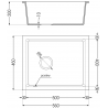 Mexen Pedro granito plautuvė 1 skyrius 560 x 460 mm, juoda/auksinis metalikas, sifonas auksinis - 6508561000-75-G