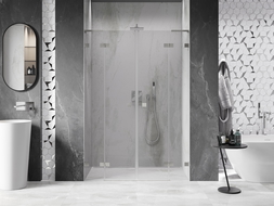 Mexen Lunar L Dvigubi dušų durų varstomi 150 cm, skaidrūs, šlifuoto nikelio - 834DL-150-000-97-00