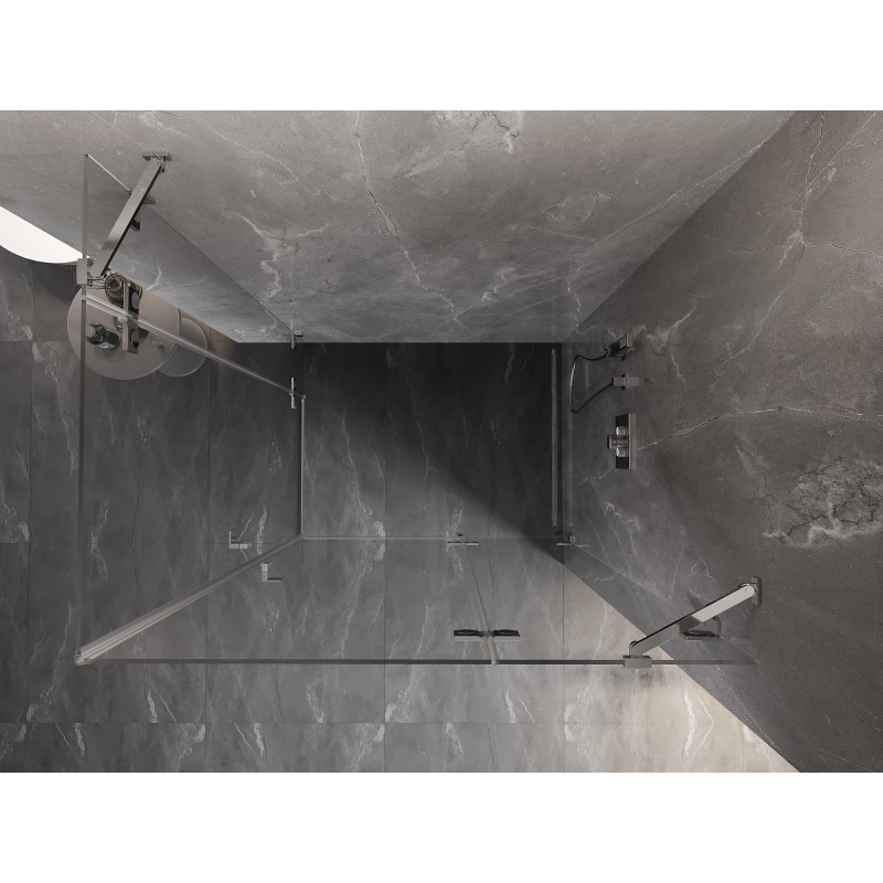 Mexen Lunar Dviguba dušo kabina, dešini šarnyrinė 115 x 110 cm, skaidri, chromuota - 834-115P-110L-01-00