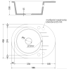 Mexen Kevin granitinis vienos kameros plautuvas su drenažu 586 x 458 mm, juodas/auksinis metalikas, chromuotas sifonas - 651758?