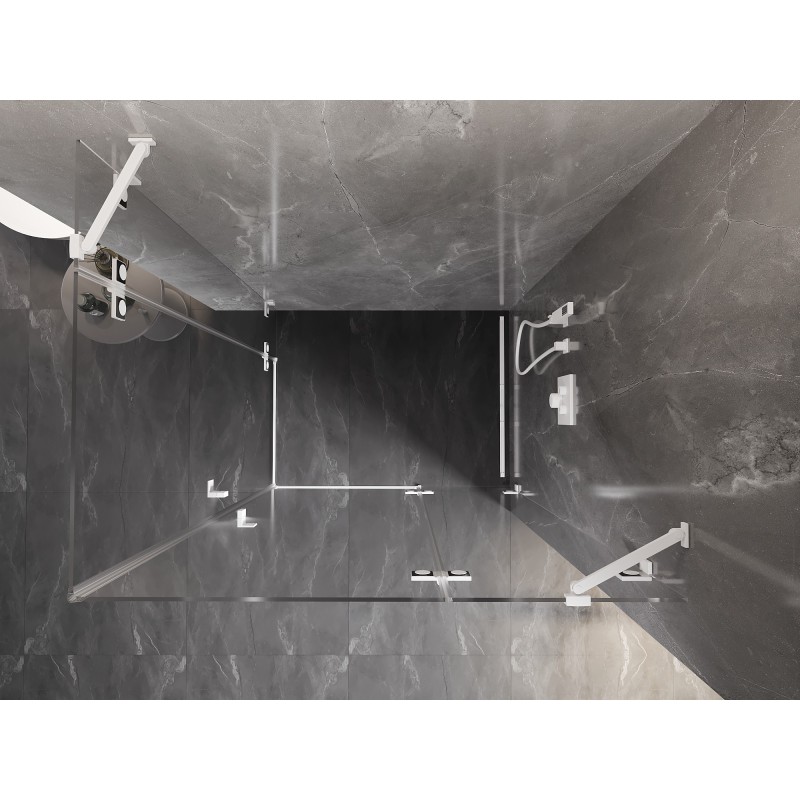 Mexen Lunar Dviguba dušo kabina su varstomomis durimis dešinėje 100 x 85 cm, permatoma, balta - 834-100P-085L-20-00