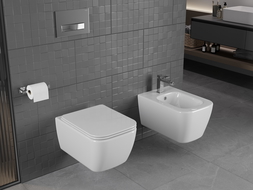 Mexen Stella WC dubenėlis be apvado su lėtai nusileidžiančiu plonu dangčiu, duroplast, blizganti balta - 30680900