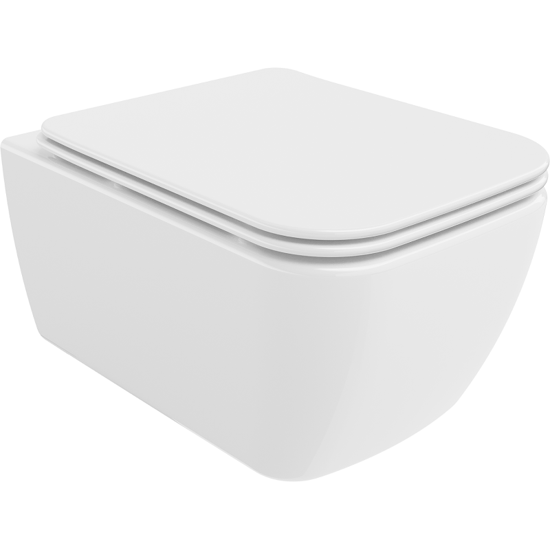 Mexen Stella Rimless WC puodelis su lėtai krintančiu dangčiu slim, duroplast, blizgus baltas - 30680900