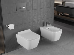 Mexen Stella pakabinamas WC Rimless su lėtai užsidarančiu dangčiu slim, duroplast, blizgus baltas - 30680800